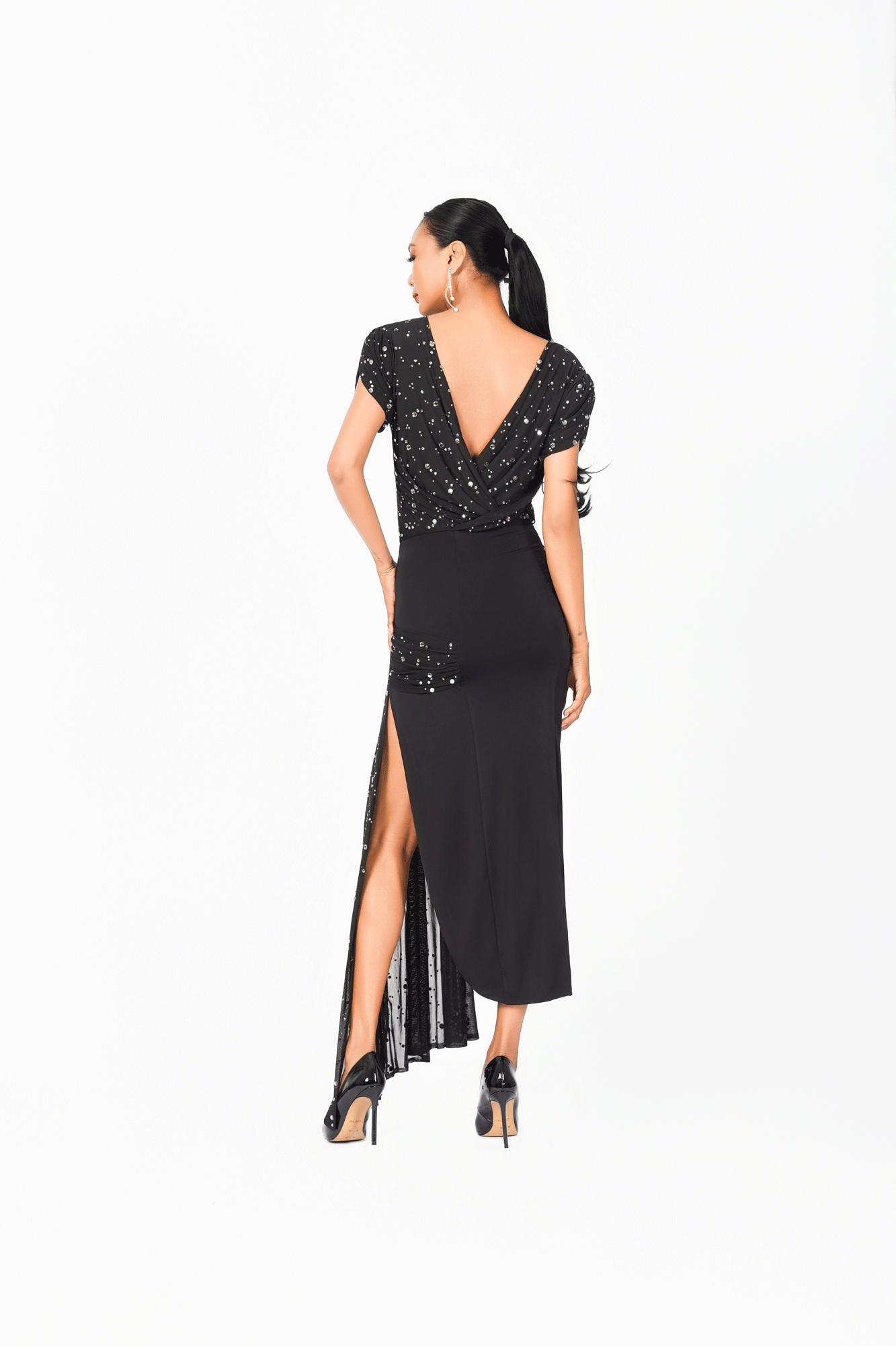Asymmetric Rainy Stone Long Skirt