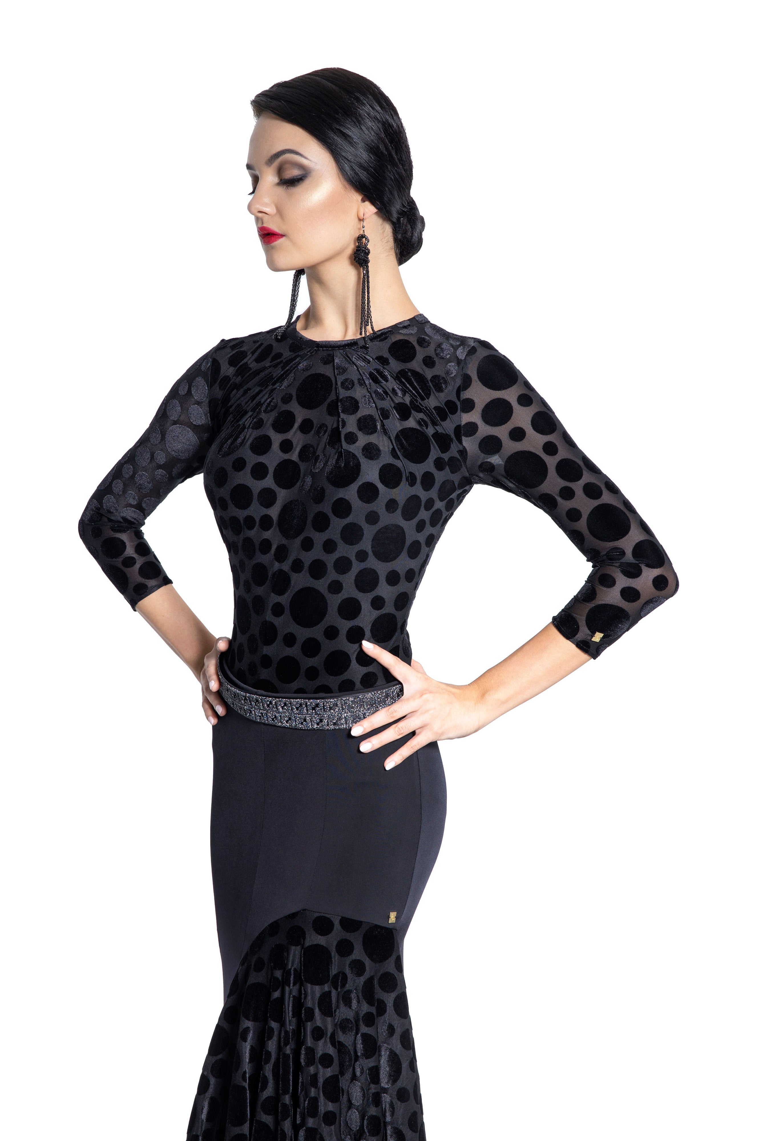 Polka Dot Pleats Bodysuit