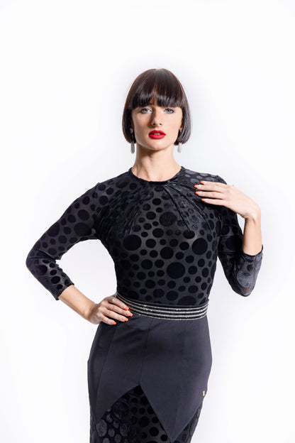 Polka Dot Pleats Bodysuit