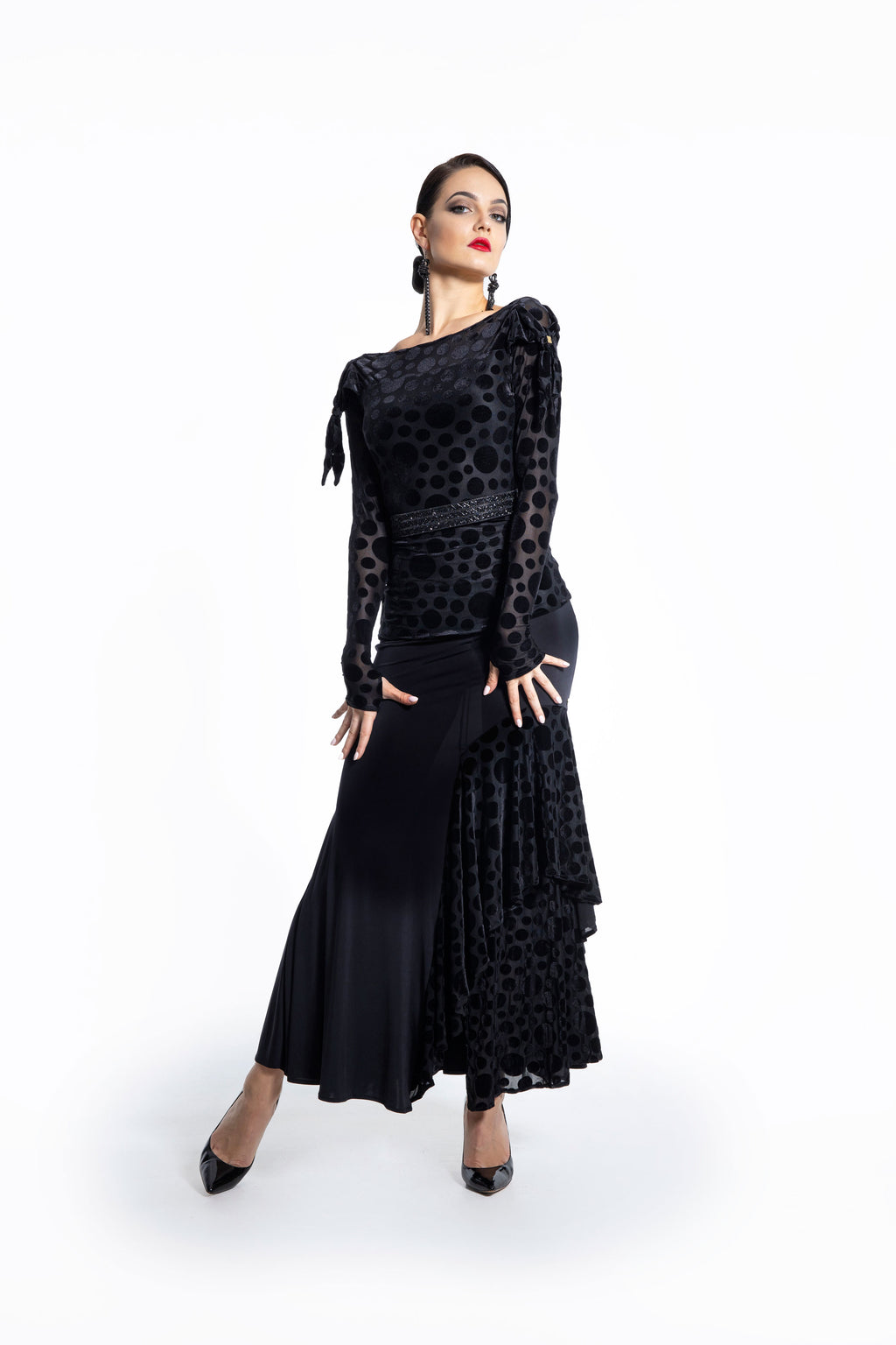 Asymmetric Ruffles Long Skirt