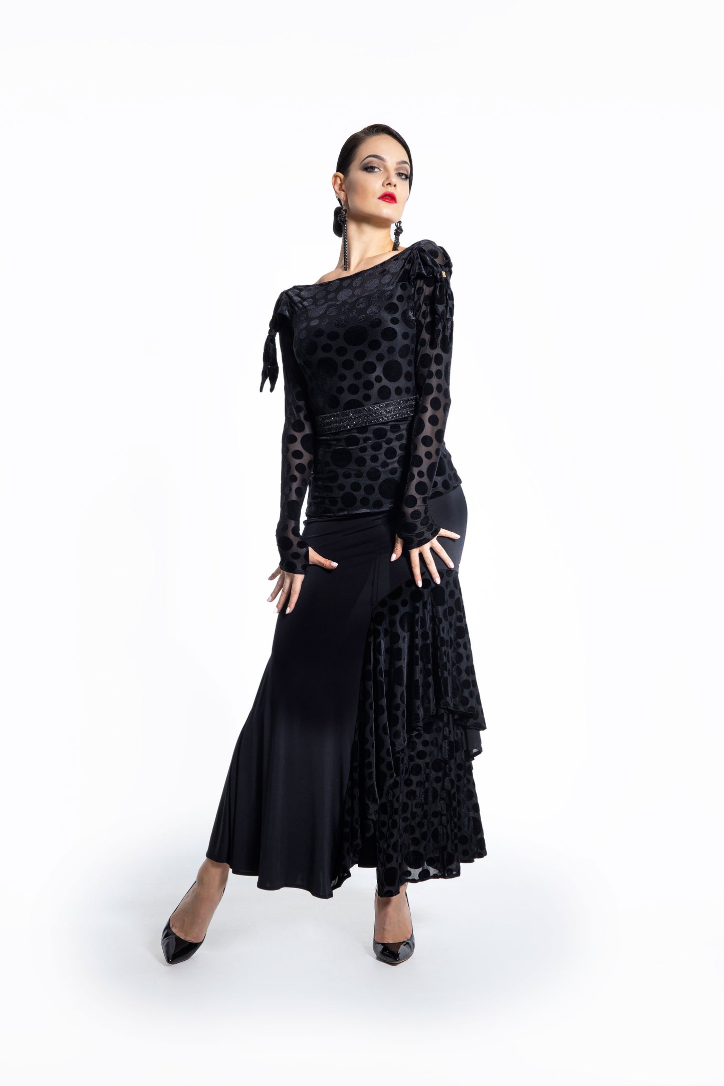 Asymmetric Ruffles Long Skirt