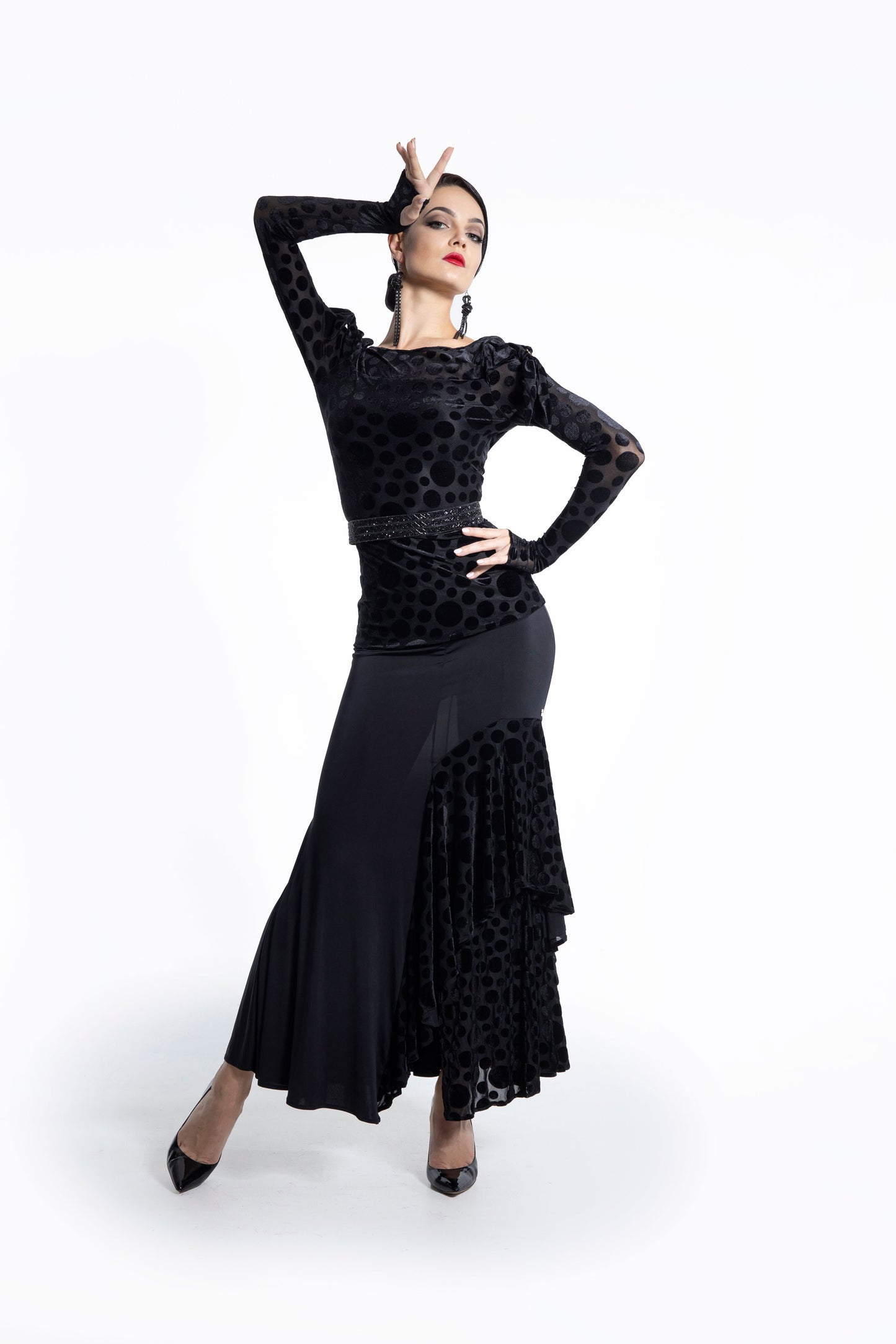 Asymmetric Ruffles Long Skirt