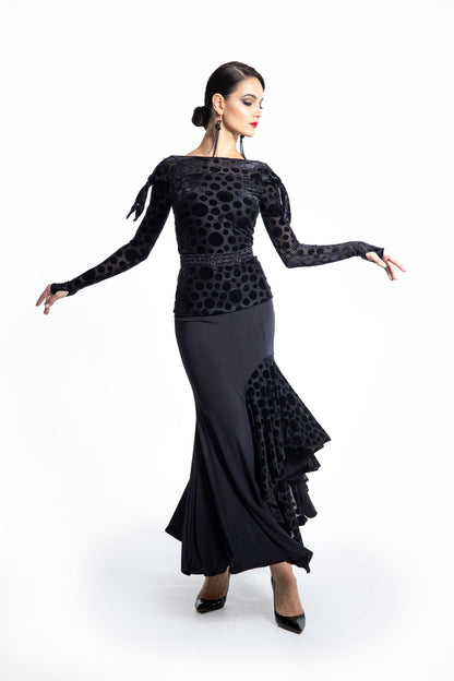 Asymmetric Ruffles Long Skirt