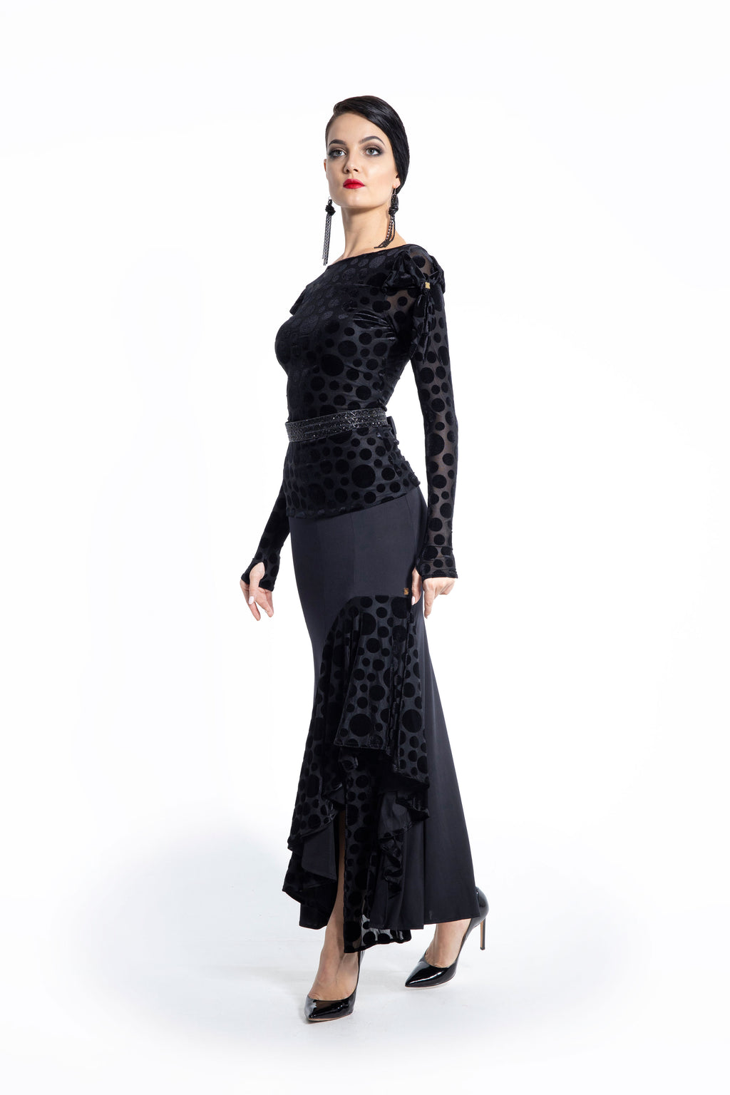 Asymmetric Ruffles Long Skirt