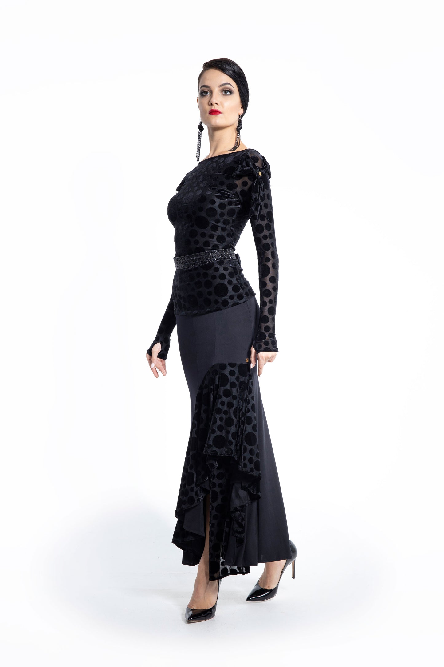 Asymmetric Ruffles Long Skirt