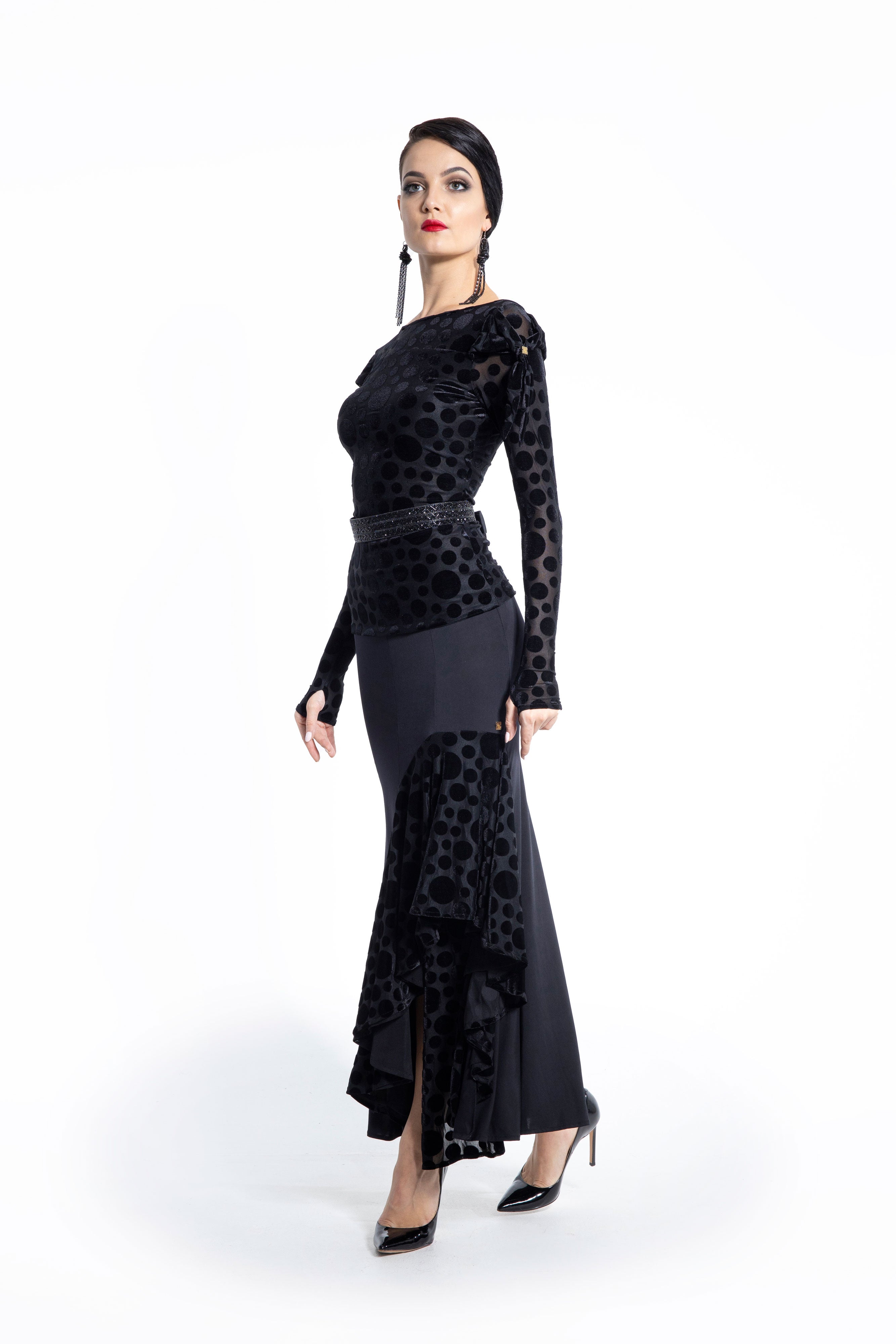 Asymmetric Ruffles Long Skirt