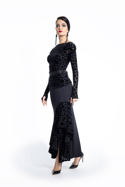 Asymmetric Ruffles Long Skirt