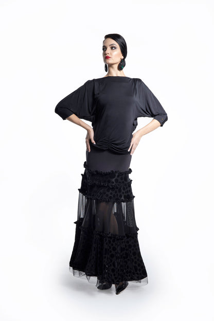 Bat Wing Sleeves Pleated Top