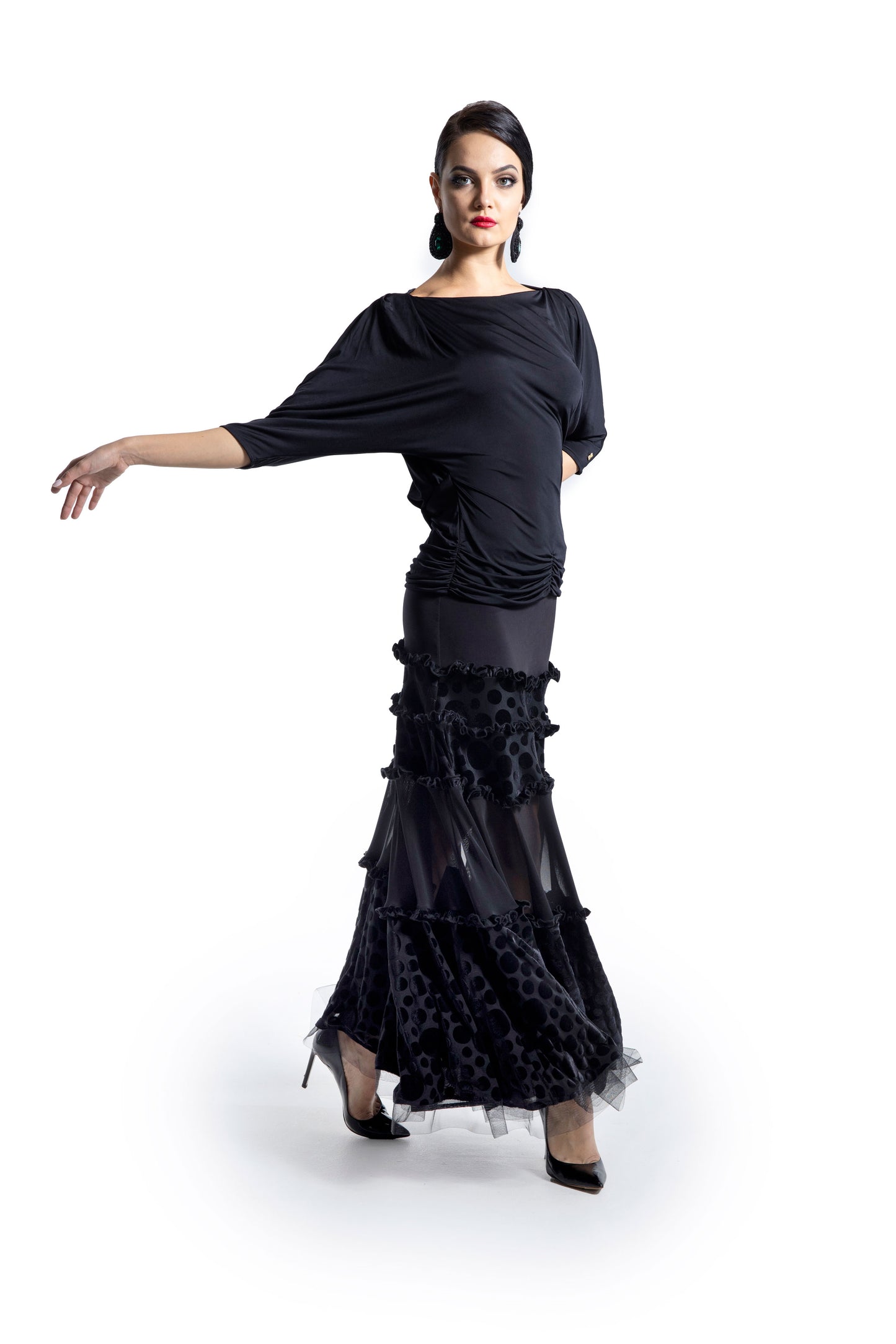 Bat Wing Sleeves Pleated Top