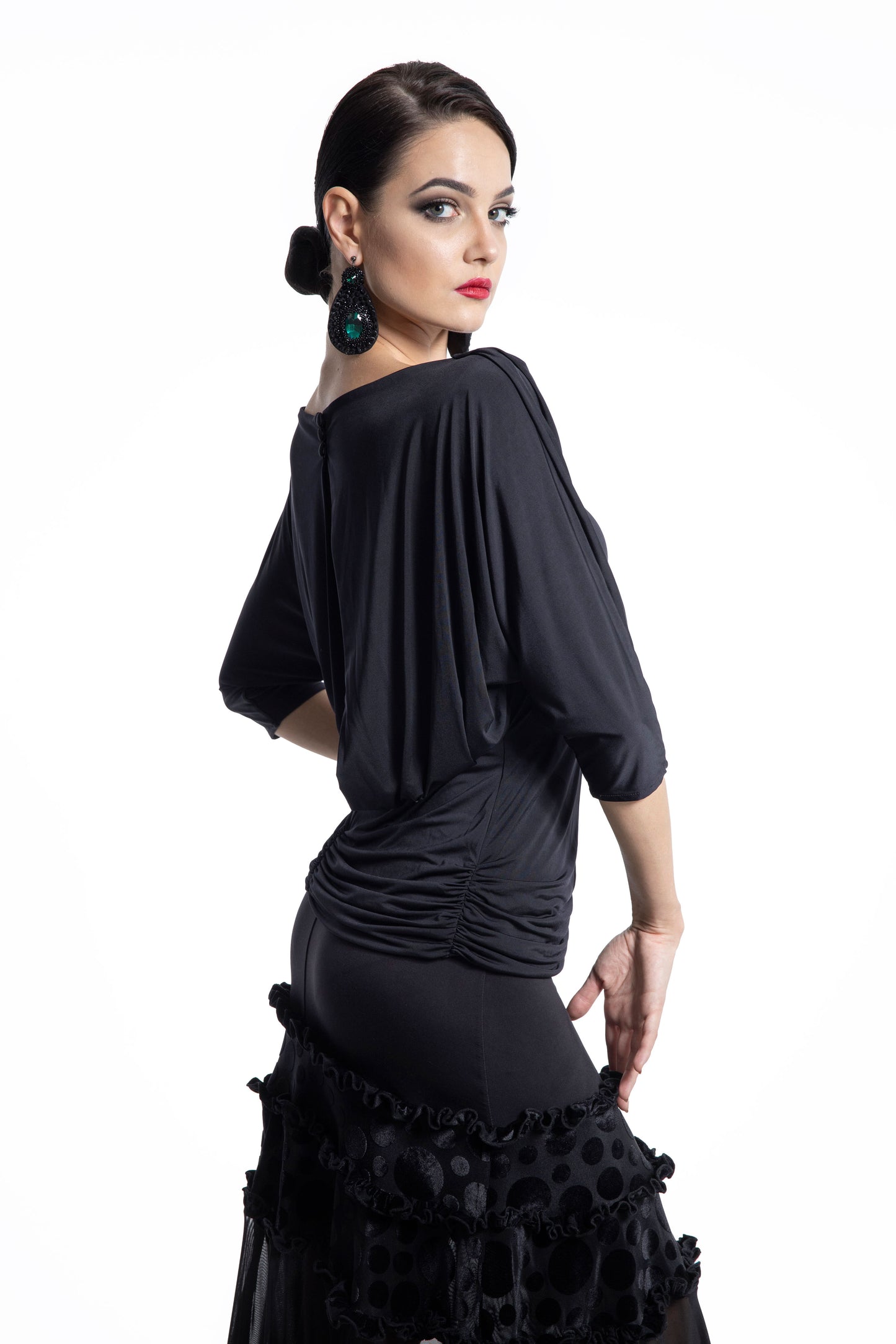 Bat Wing Sleeves Pleated Top