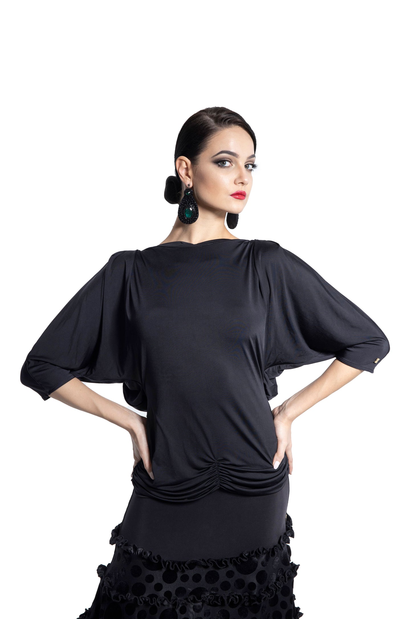 Bat Wing Sleeves Pleated Top