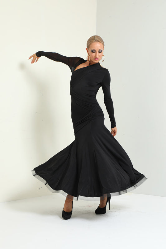 Asymmetric Neckline Long Dress