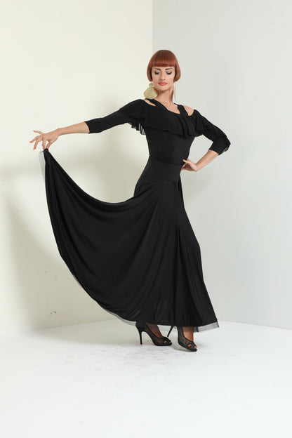 Buttons and Ruffles Long Skirt