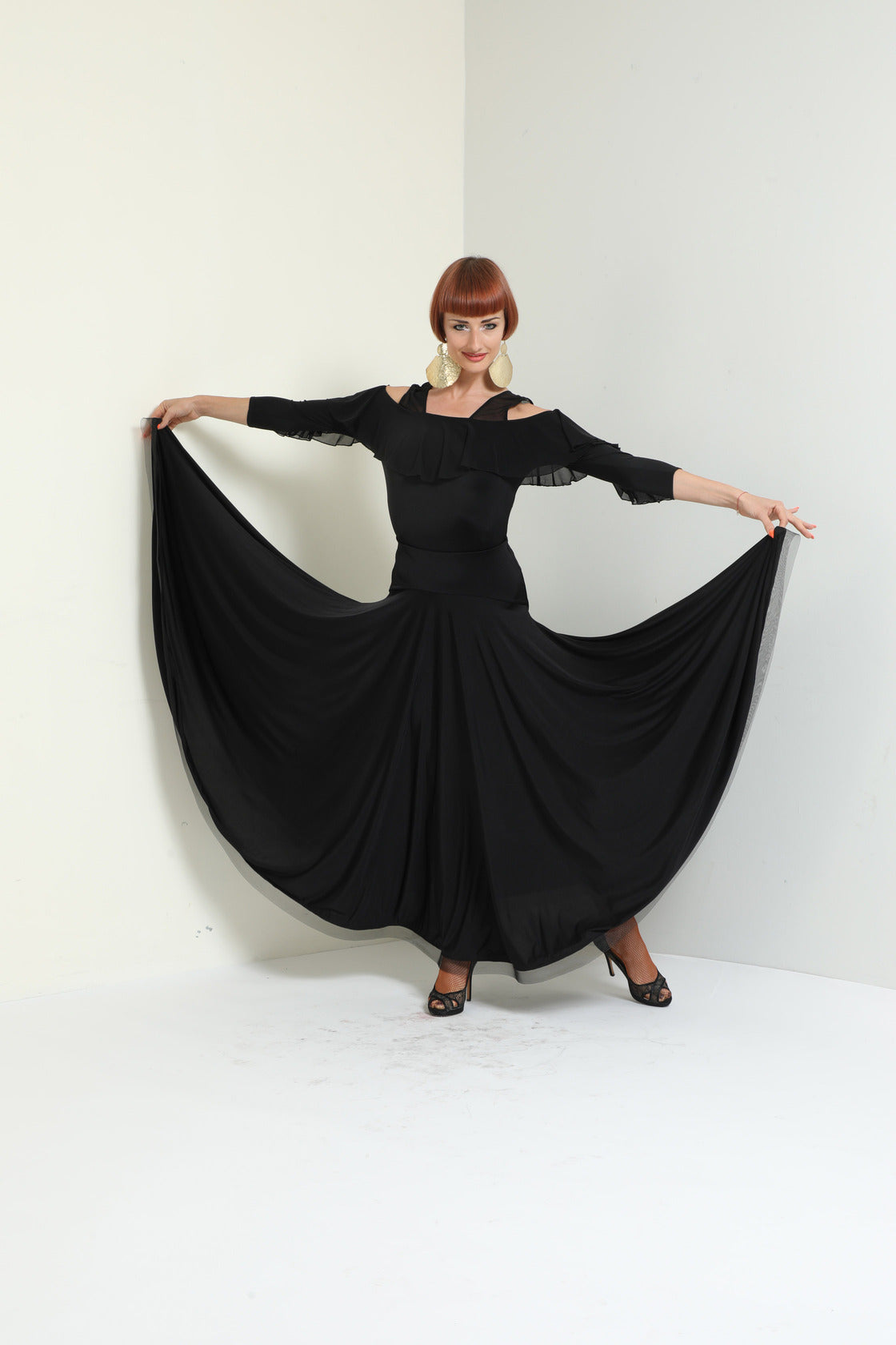 Buttons and Ruffles Long Skirt