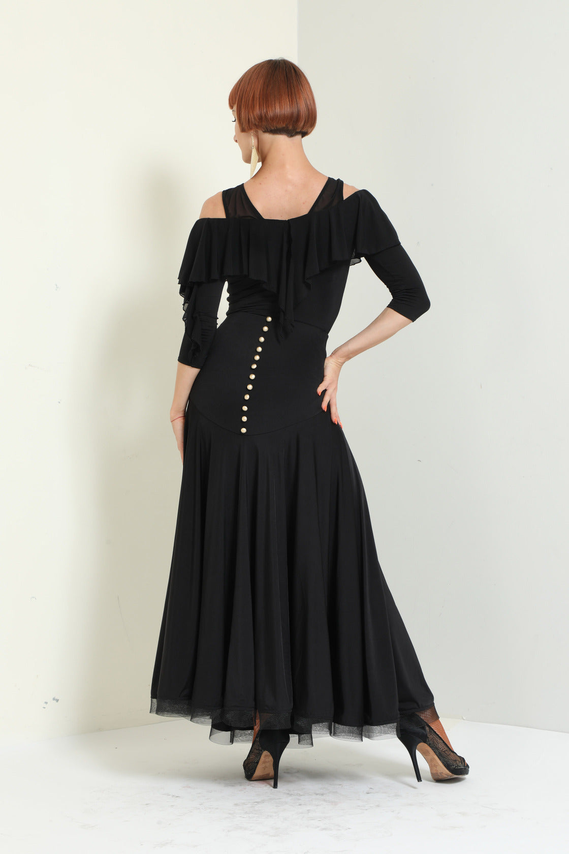 Buttons and Ruffles Long Skirt