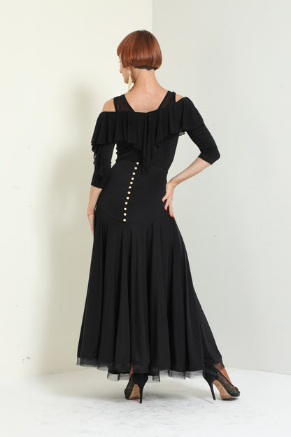 Buttons and Ruffles Long Skirt