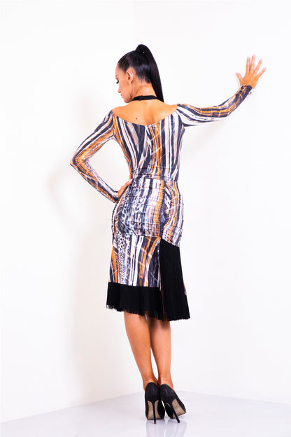 Pleats and Fringe Short Skirt