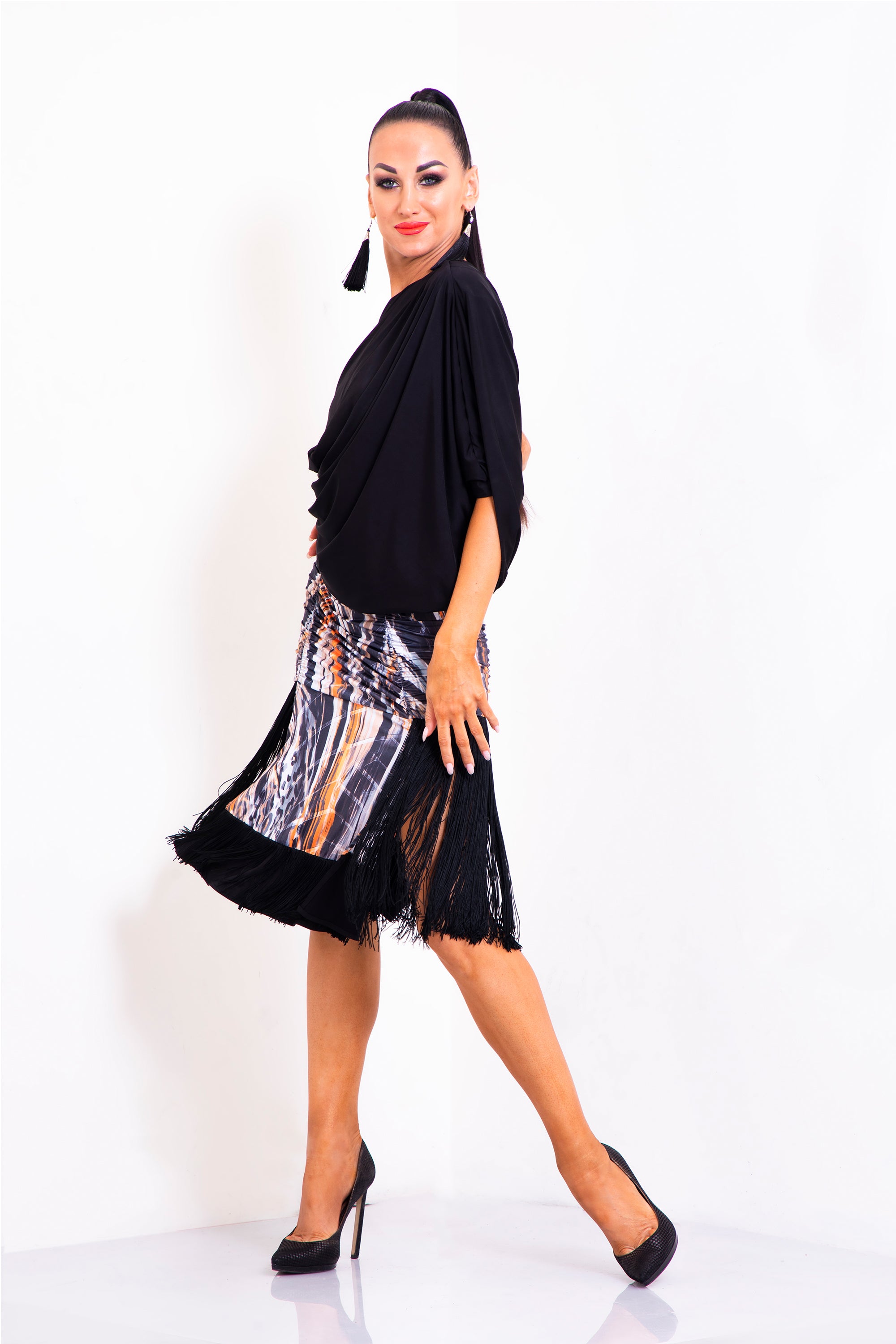 Pleats and Fringe Short Skirt