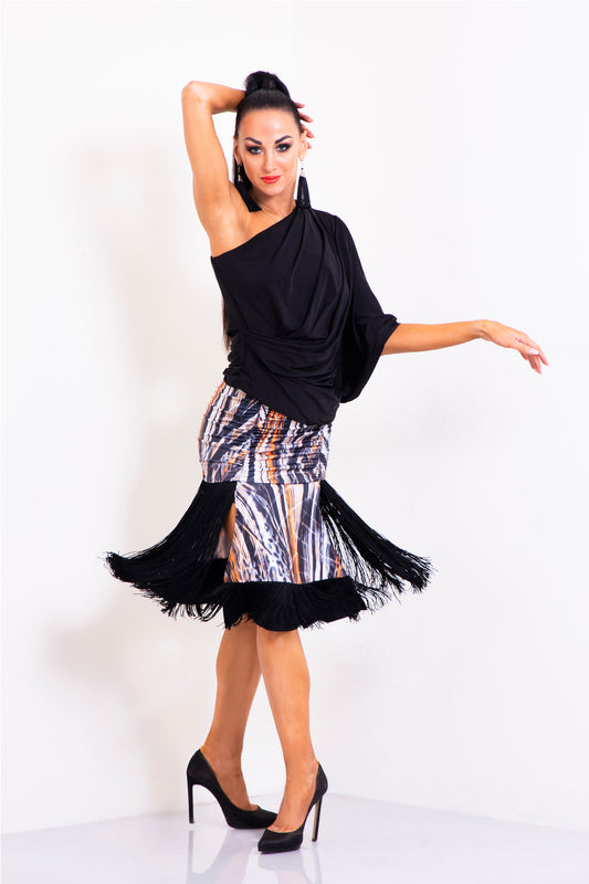 Pleats and Fringe Short Skirt