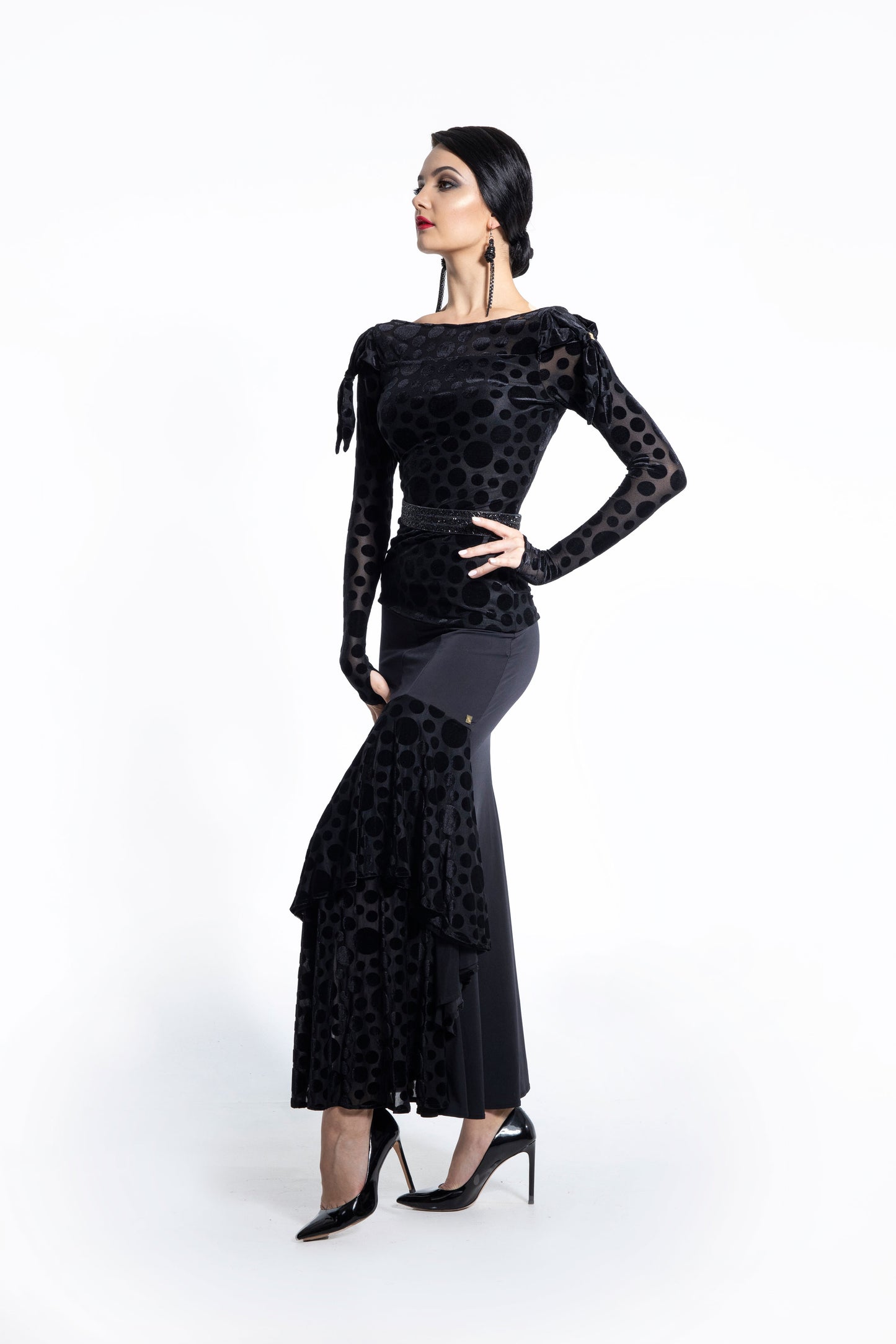 Asymmetric Ruffles Long Skirt