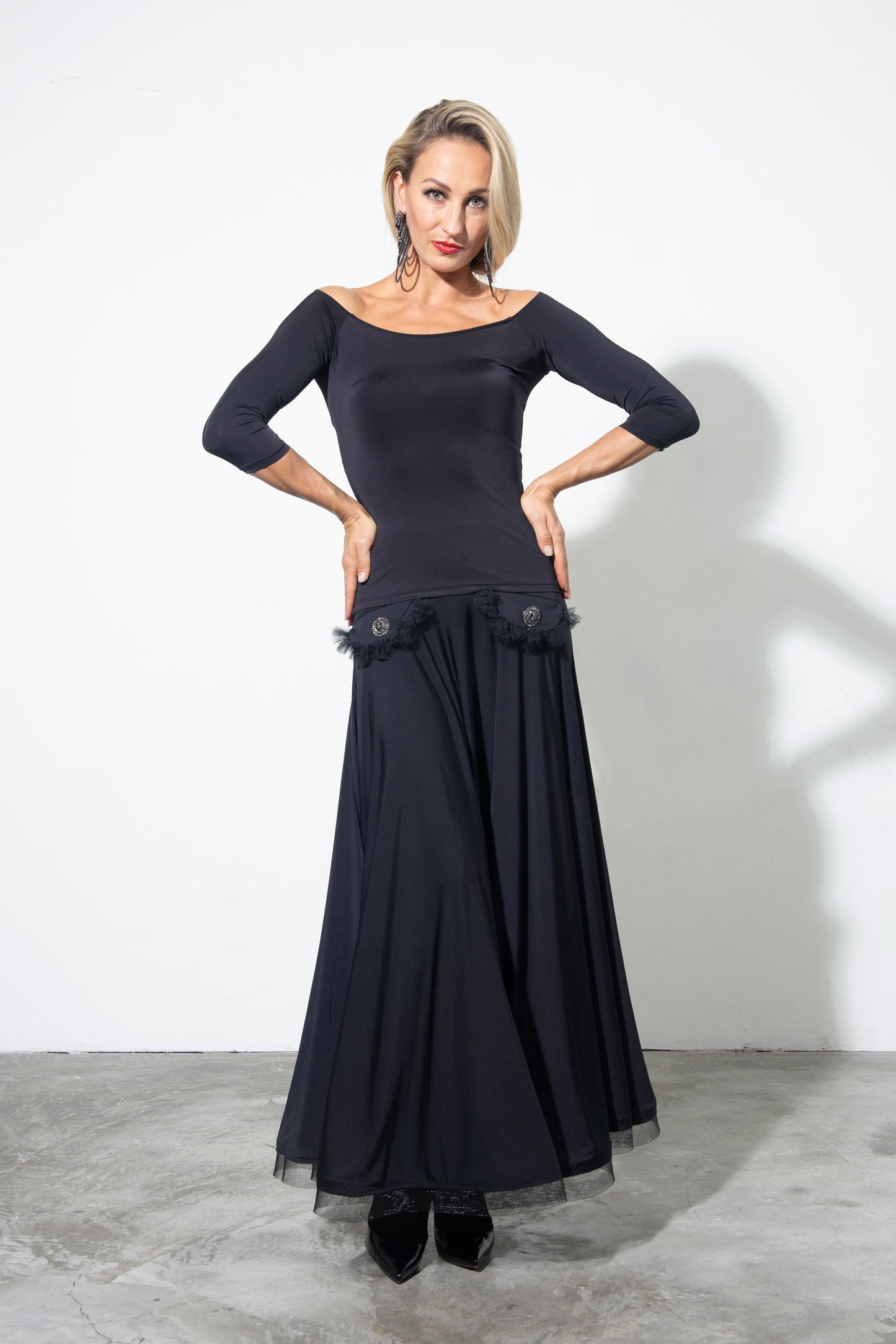 Lace Pockets Long Skirt