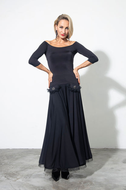 Lace Pockets Long Skirt