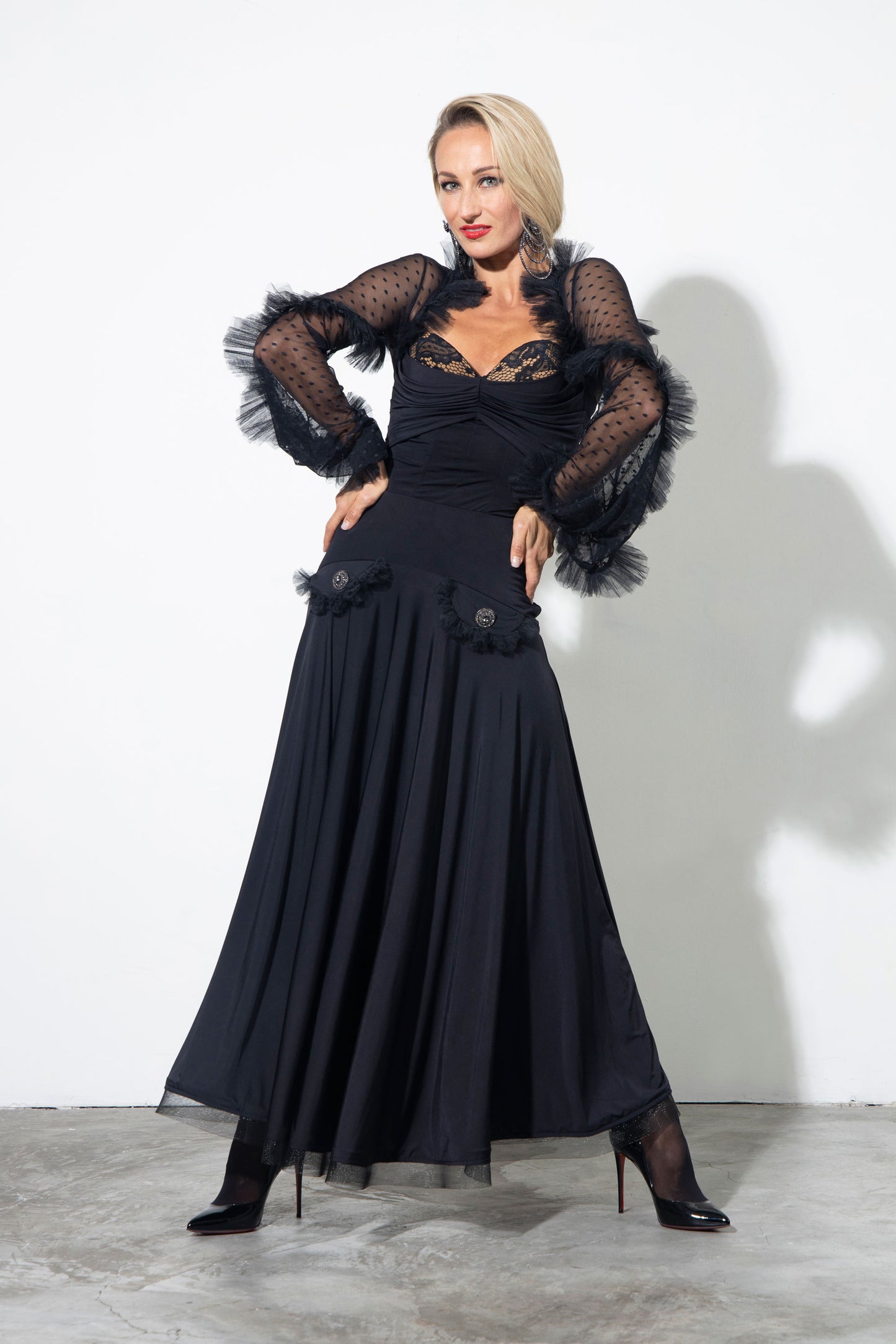 Lace Pockets Long Skirt