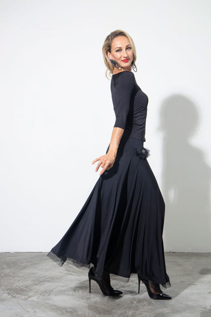 Lace Pockets Long Skirt