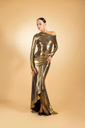 Asymmetric Shinning Long Sleeves Evening Dress