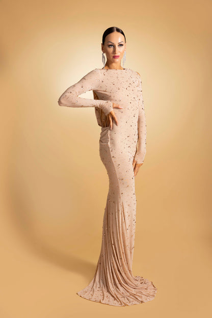 Long Sleeves Rainy Stone Evening Dress