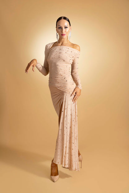 Asymmetric Rainy Stone Long Skirt