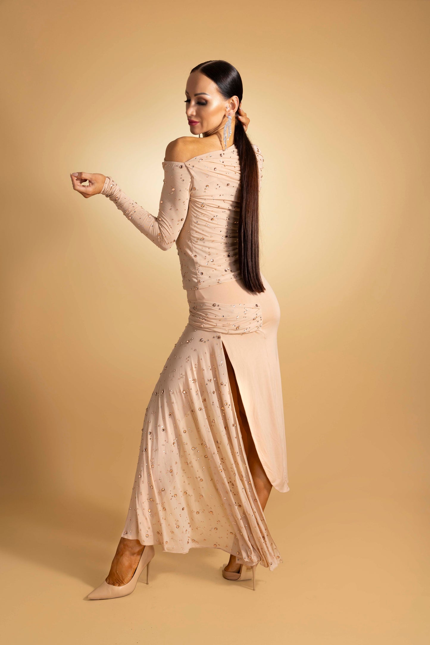 Asymmetric Rainy Stone Long Skirt