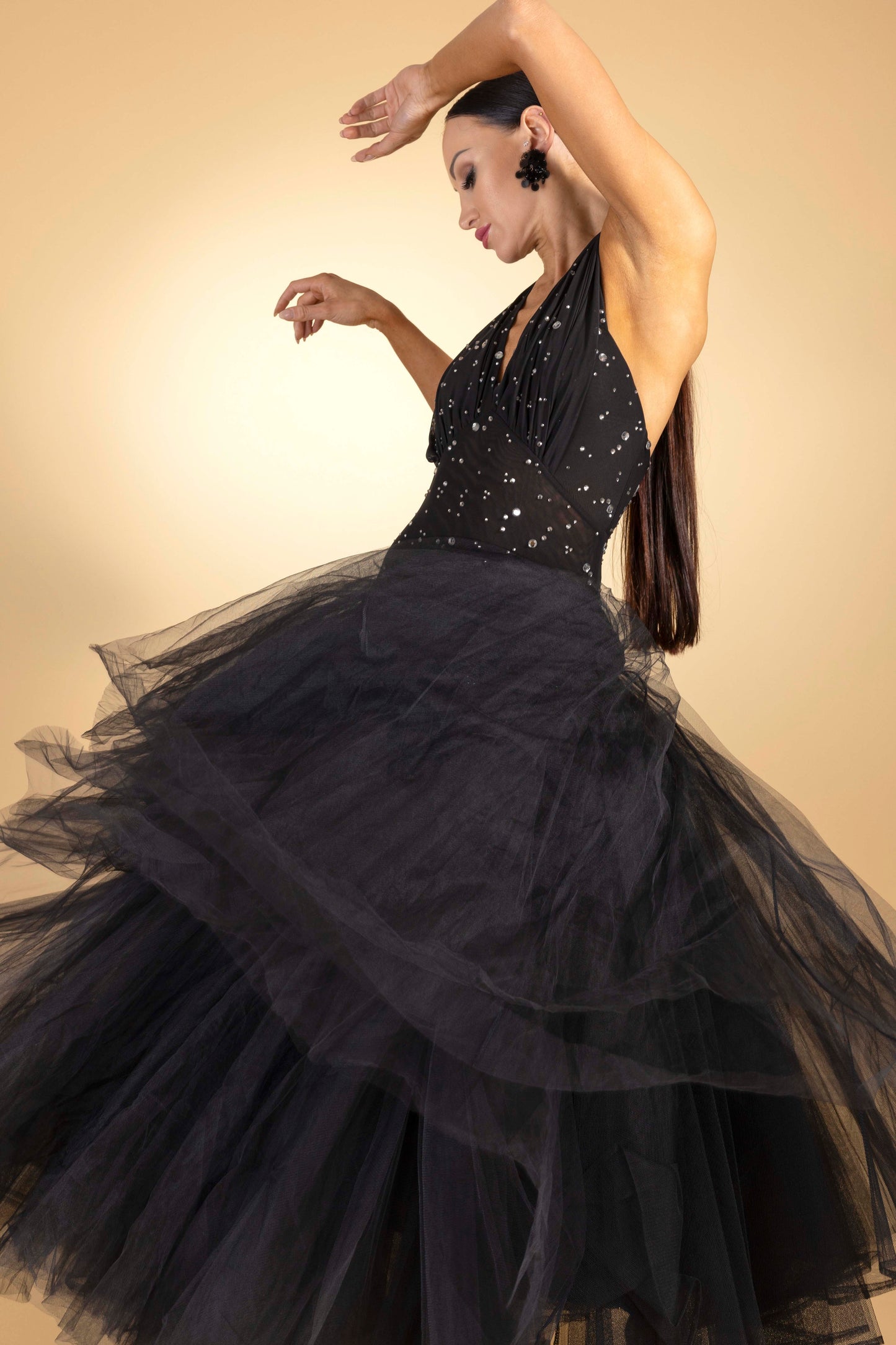 V-Neck Rainy Stone Couture Dress