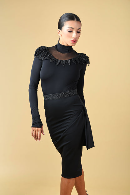 Beaded High-Neck Long Sleeves Bodysuit