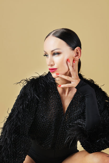 Beaded Jacket with Feather