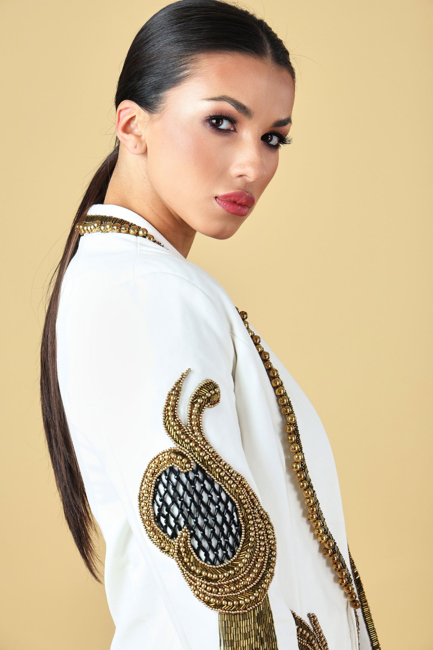 Heavy Beaded Long Sleeves Blazer