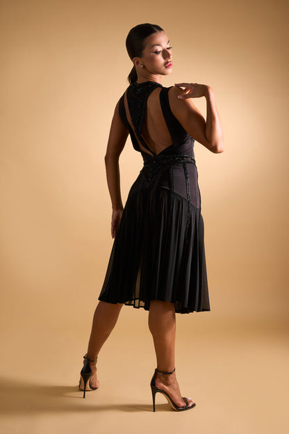 Beaded Cut-out Sleeveless Cocktail Dress