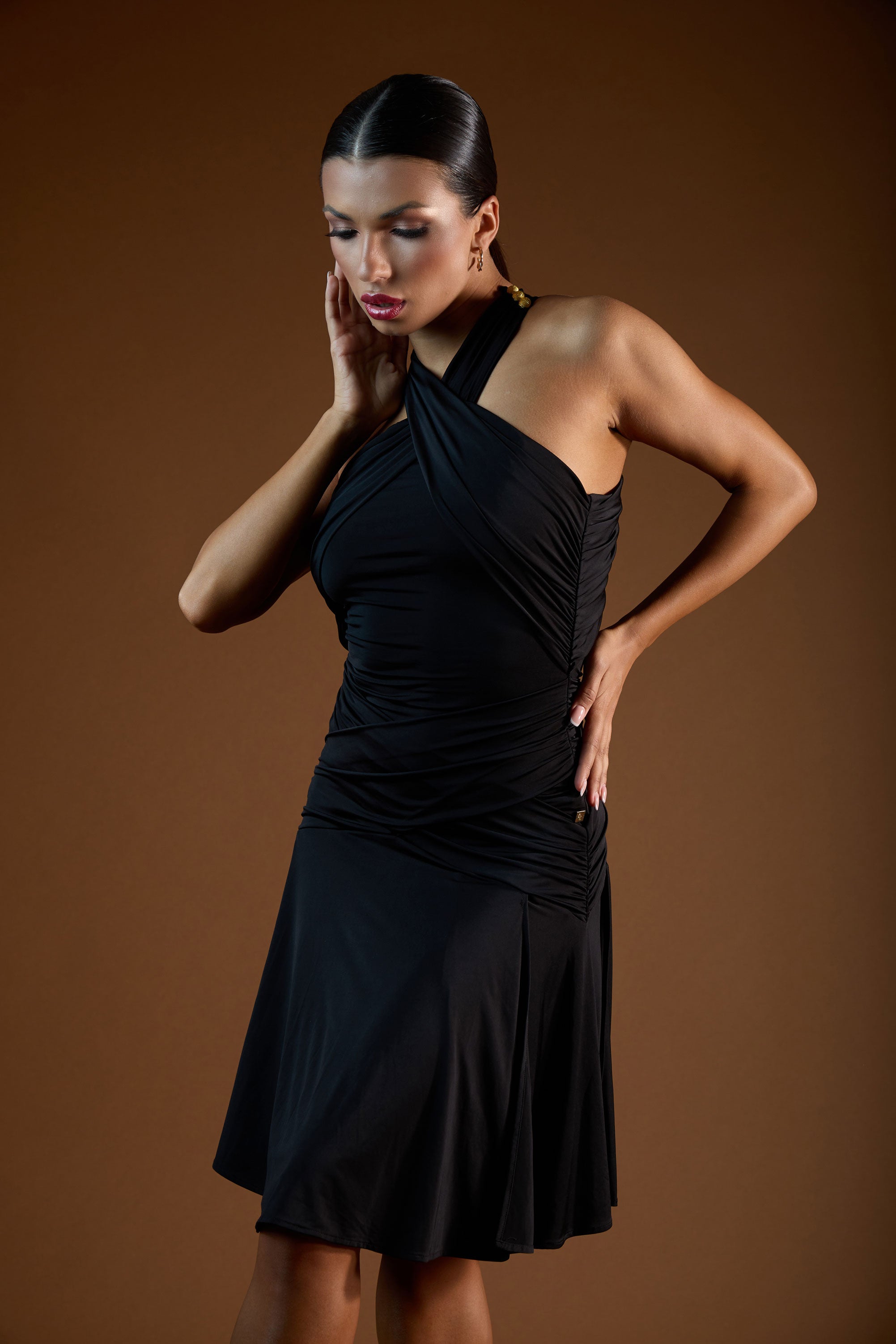 Ruched Neckline Short Dress