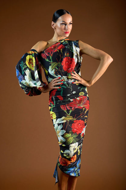 Asymmetric Floral Print Top