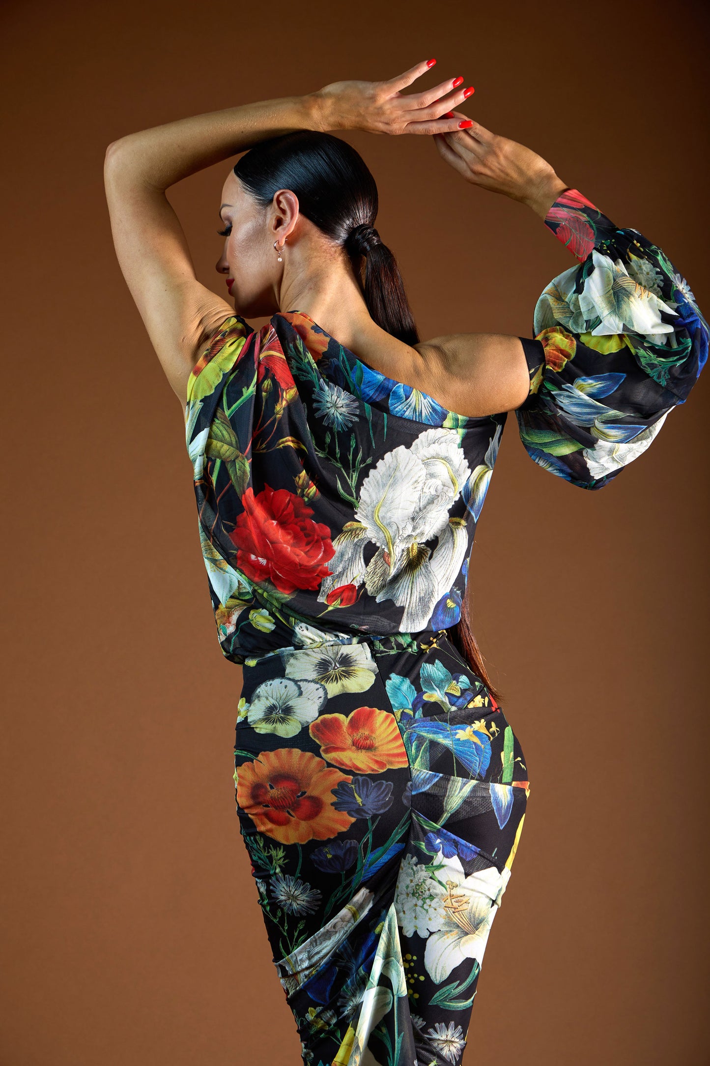 Asymmetric Floral Print Top