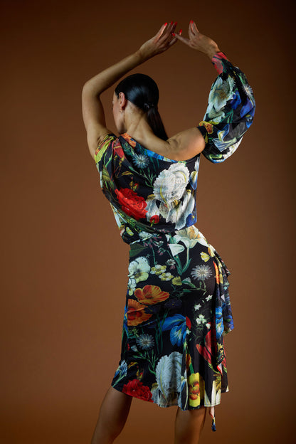 Floral Print Ruffle Short Skirt