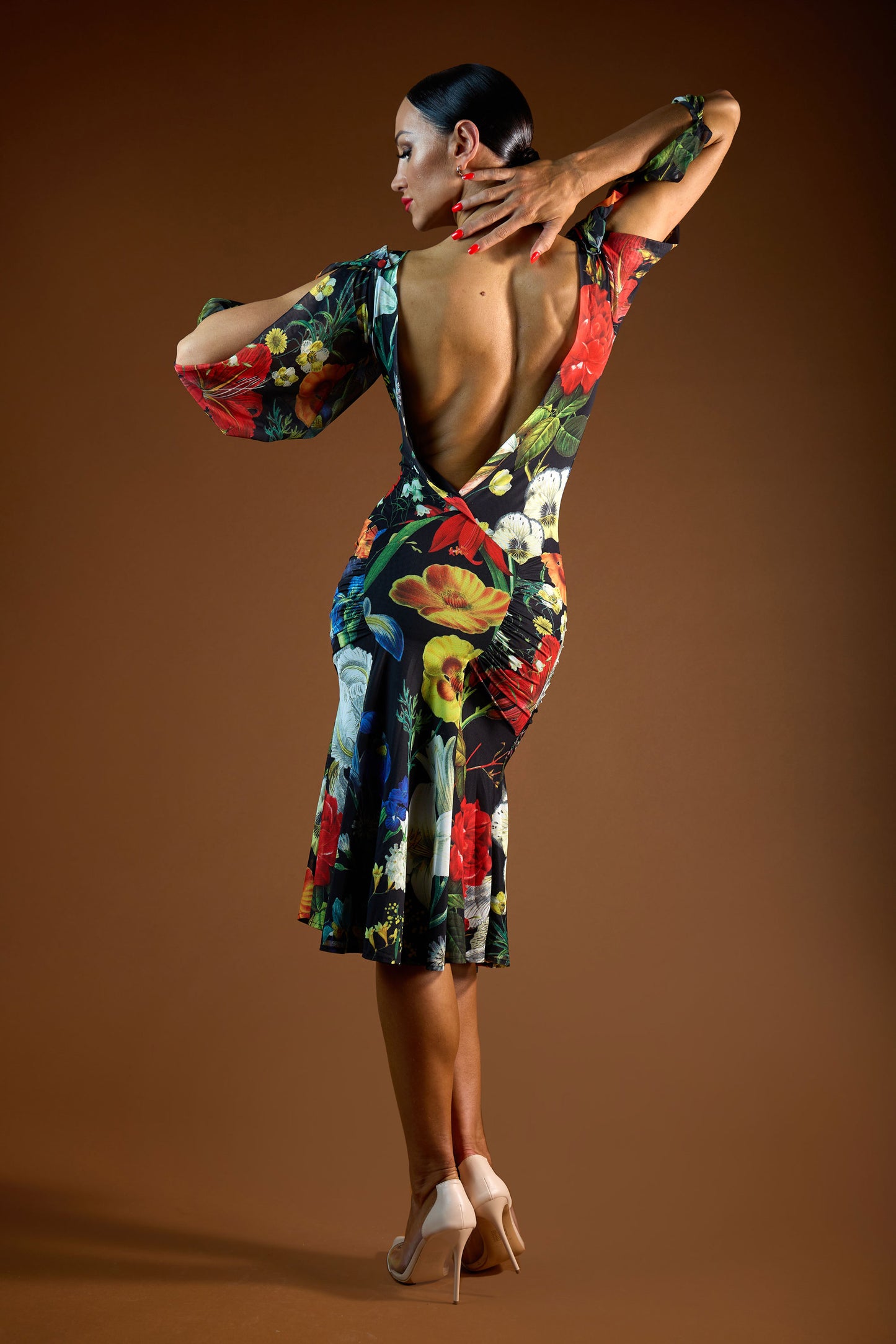 Boat Neck Open Back Cocktail Dress