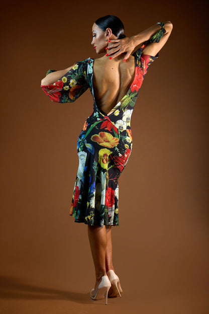 Boat Neck Open Back Cocktail Dress