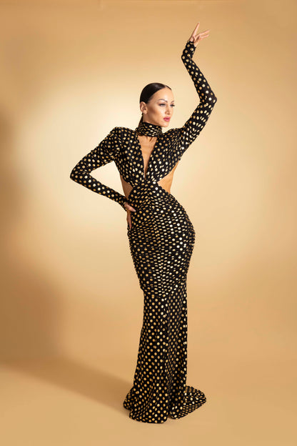 Open Back Long Sleeves Evening Dress