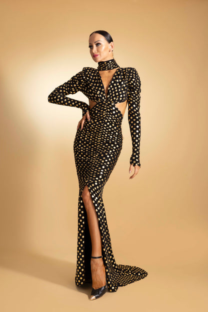 Open Back Long Sleeves Evening Dress