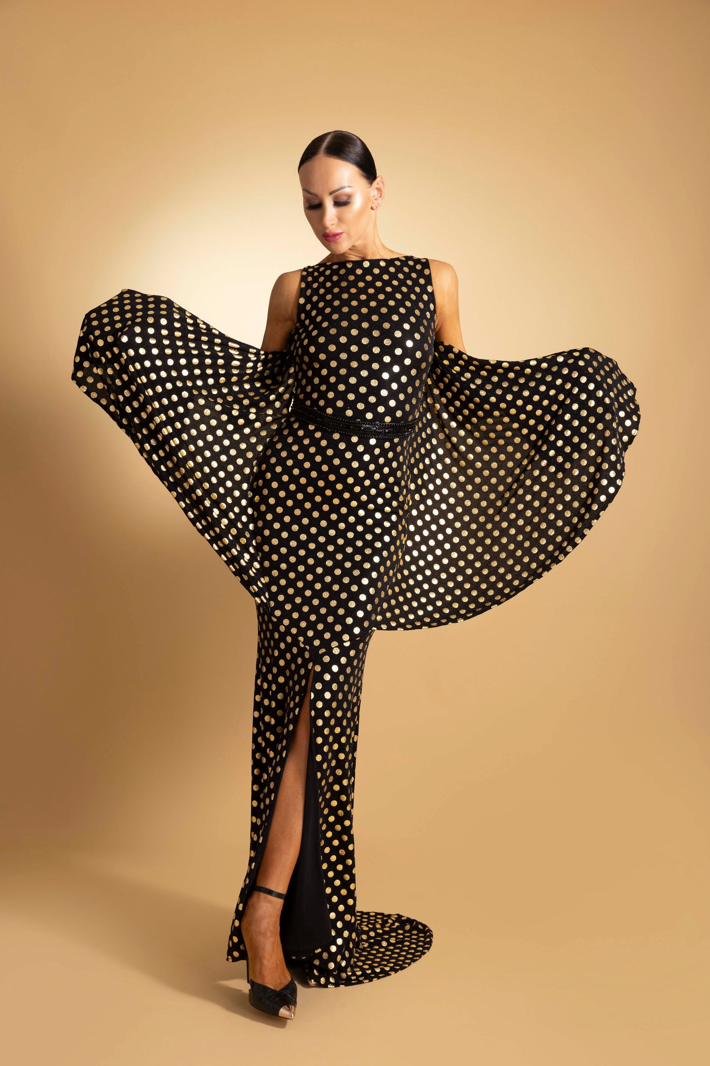 Sleeveless Bat Wing Back Evening Dress