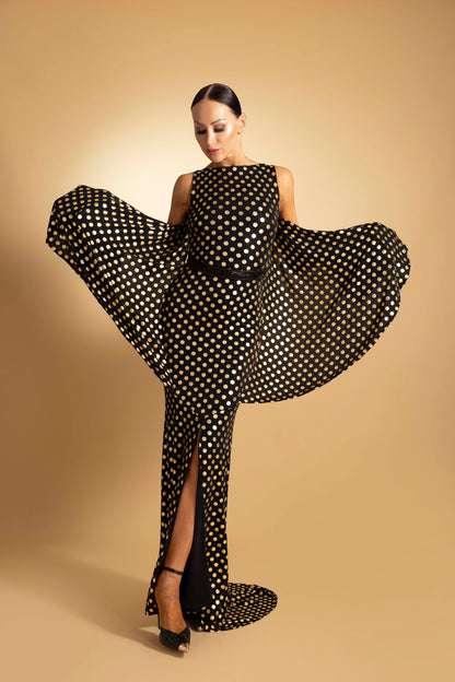 Sleeveless Bat Wing Back Evening Dress