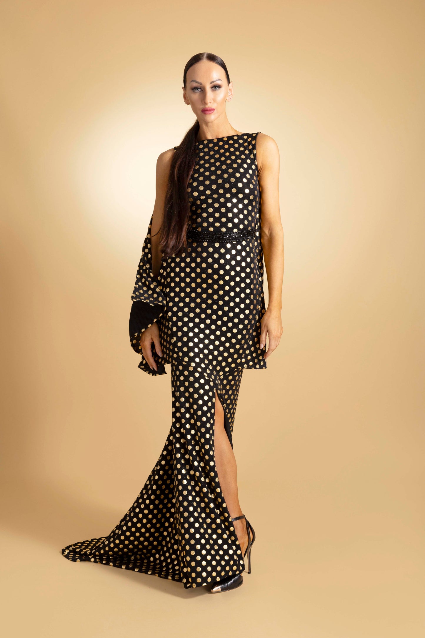 Sleeveless Bat Wing Back Evening Dress