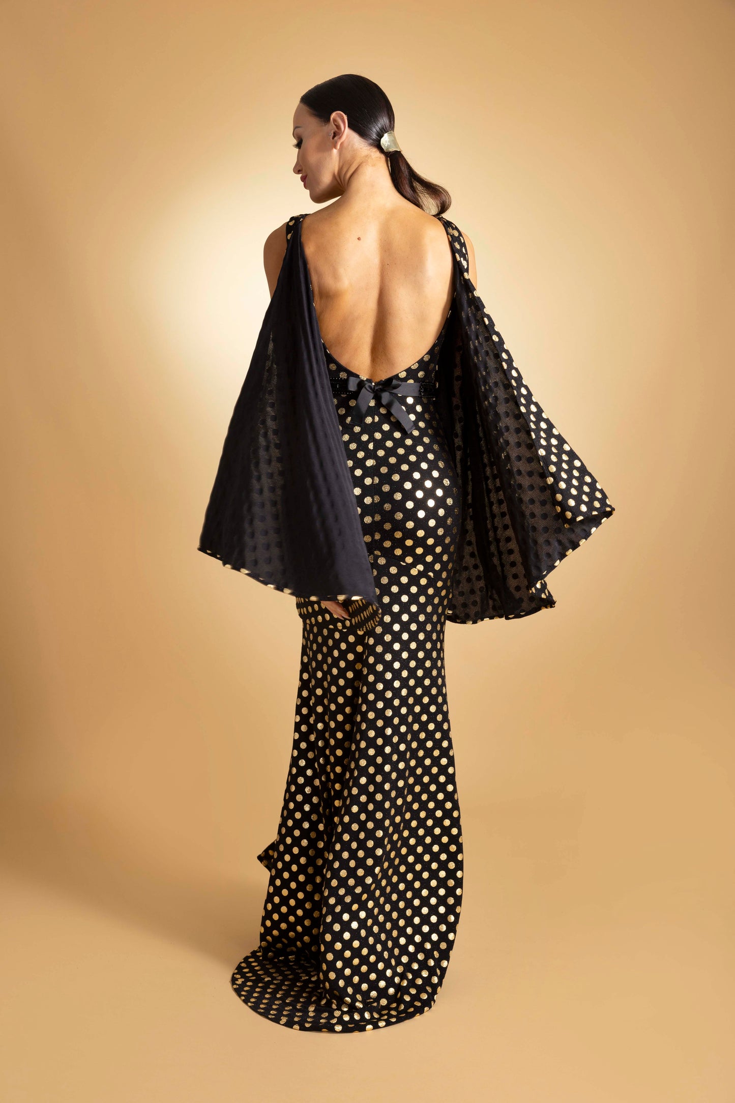 Sleeveless Bat Wing Back Evening Dress