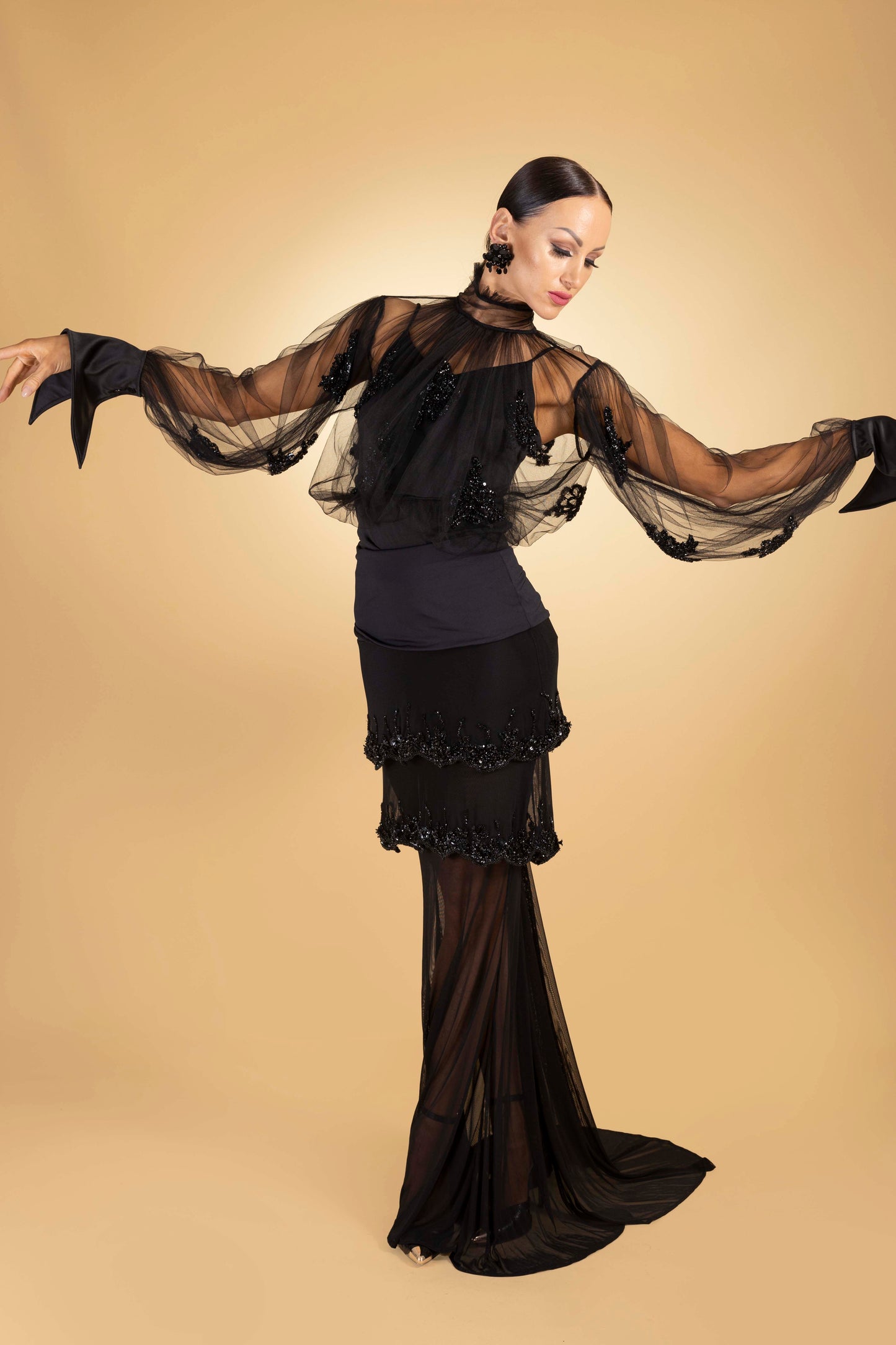 Beaded Layers Long Skirt